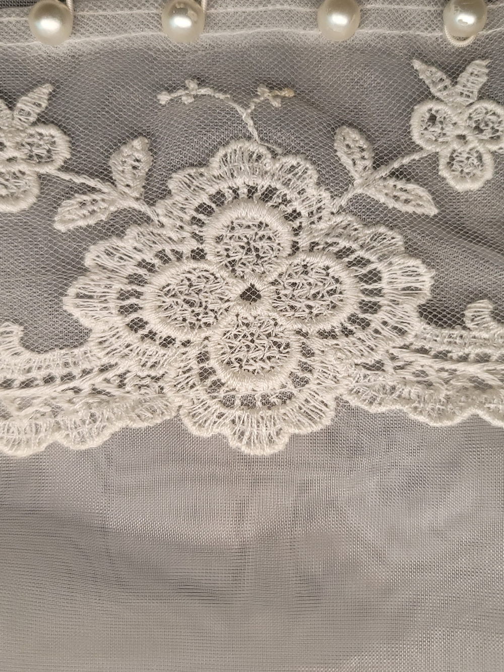 VINTAGE Shelley Johnson Twin Peaks Sheer Peplum Blouse Lace Trim Pearl Buttons - Picture 6 of 15